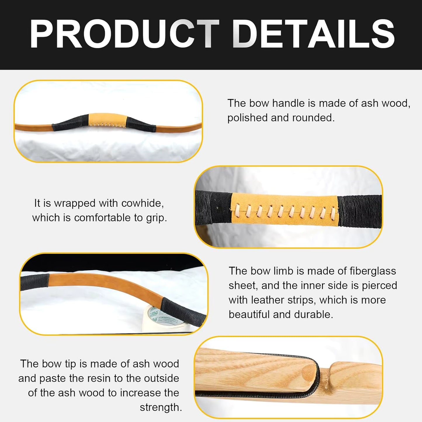 Traditional Yellow Mongolian Recurve Bow