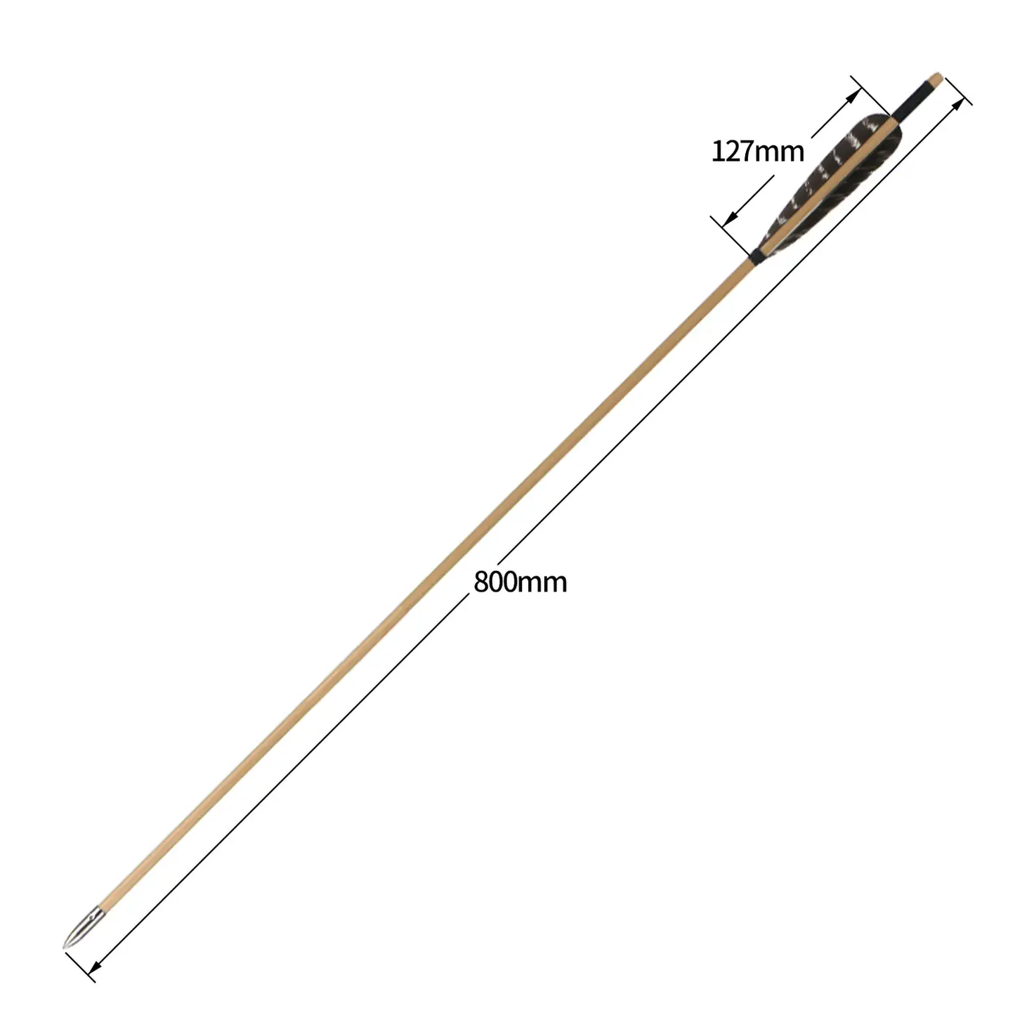 12 31.5" Field Point Feather Wood Practice Arrows