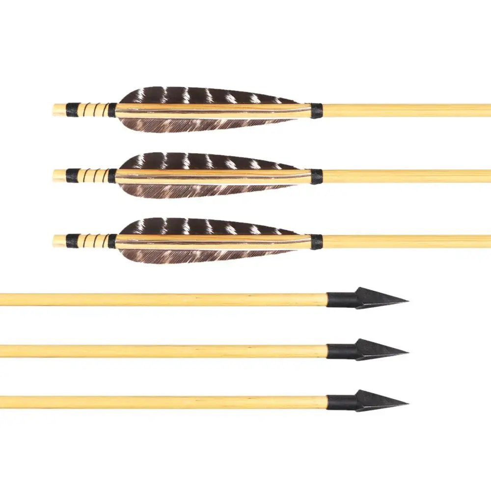 12 31.5" Tapered Broadhead Feather Wood Arrows