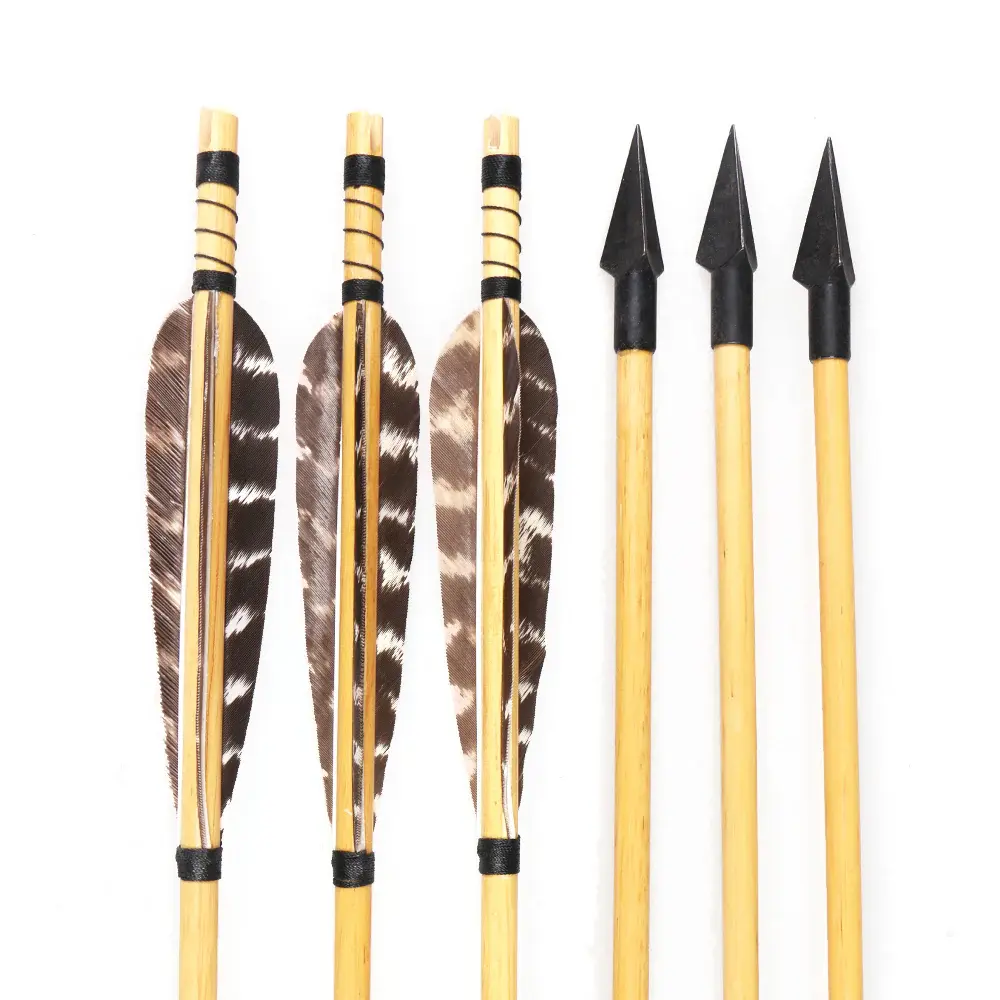 12 31.5" Tapered Broadhead Feather Wood Arrows