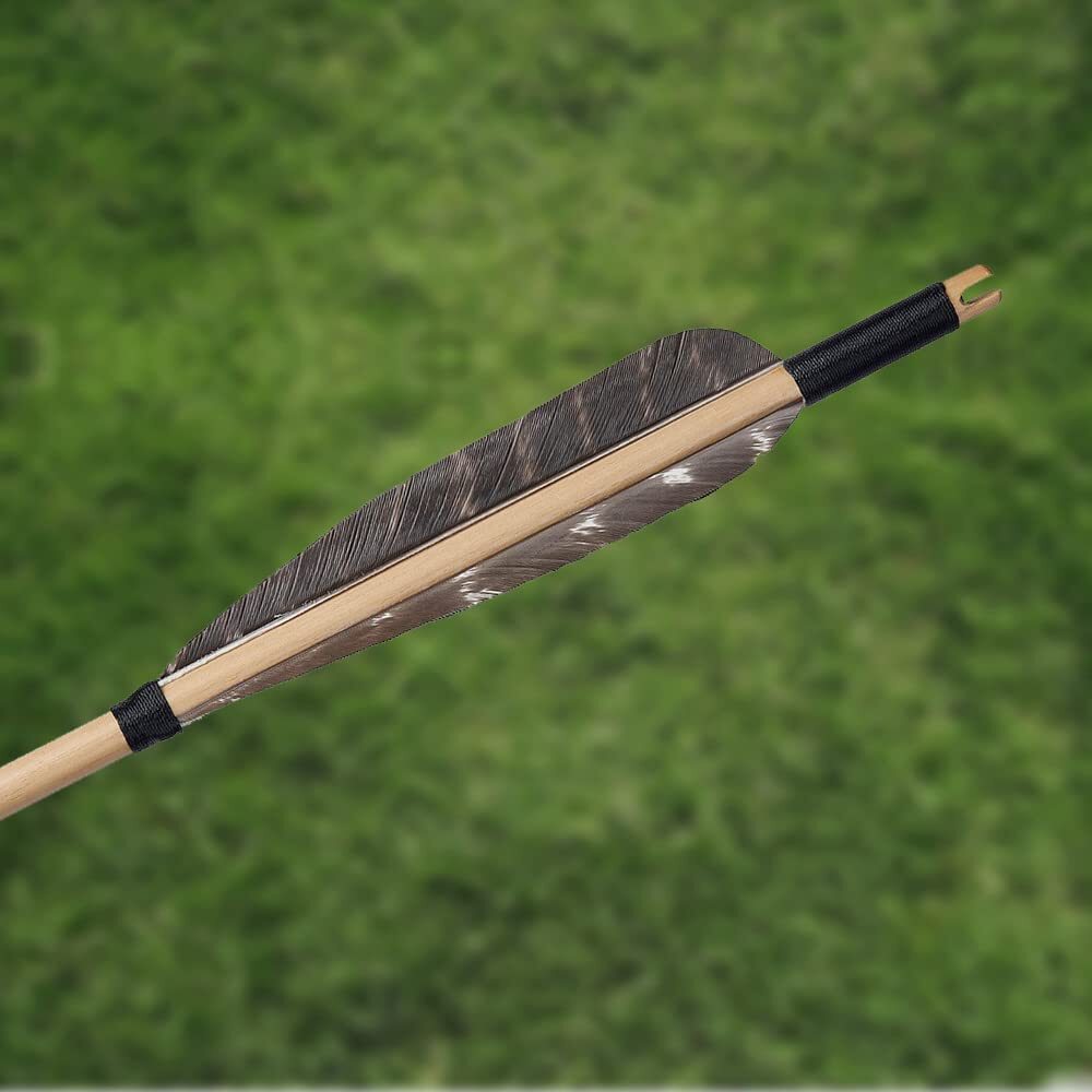 12 31.5" Field Point Feather Wood Practice Arrows