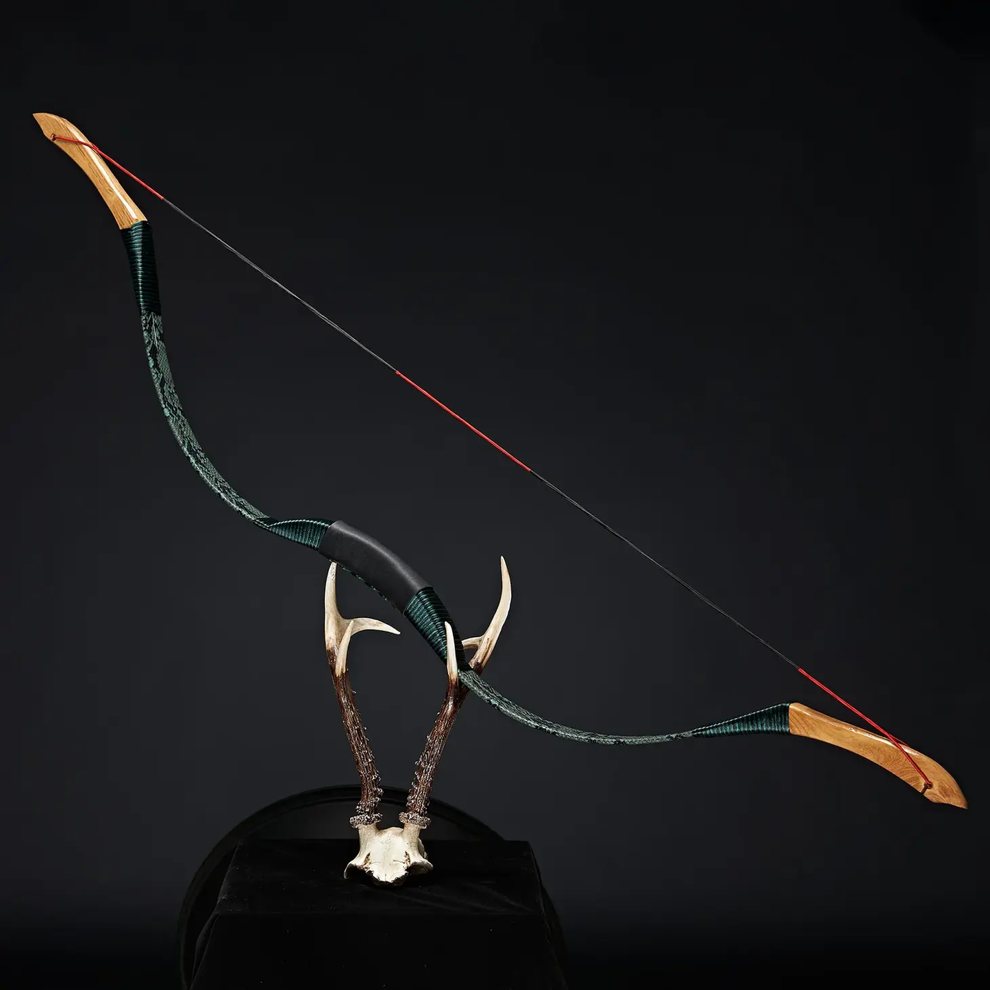 Traditional Mongolian Green Snakeskin Wood Long Bow