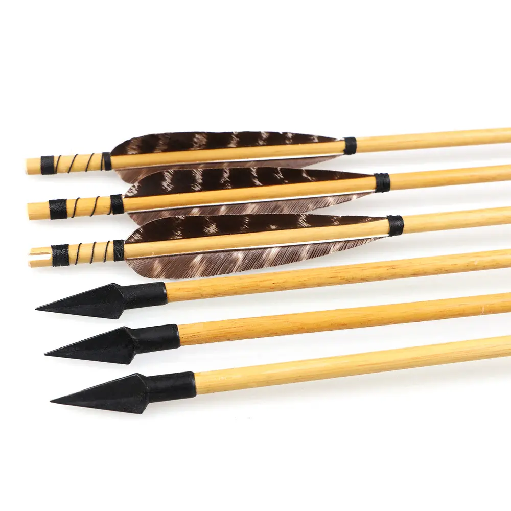 12 31.5" Tapered Broadhead Feather Wood Arrows