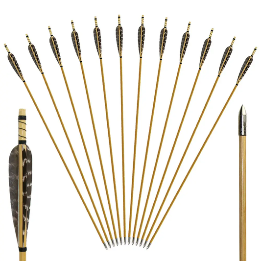 12 31.5" Field Point Feather Wood Practice Arrows