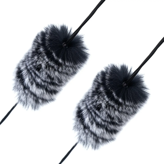 Two Black Otter Fur Bow String Silencer