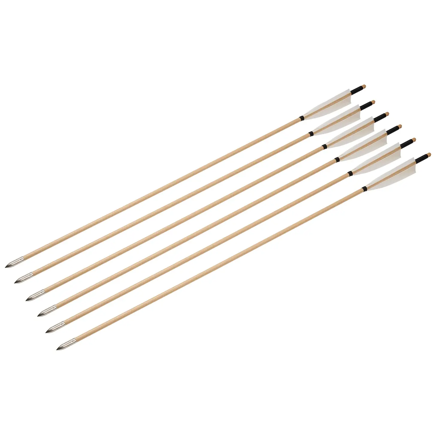 12x 31.5" Fletched Trad Archery Wooden Practice Arrows White Turkey Feather Target Shooting