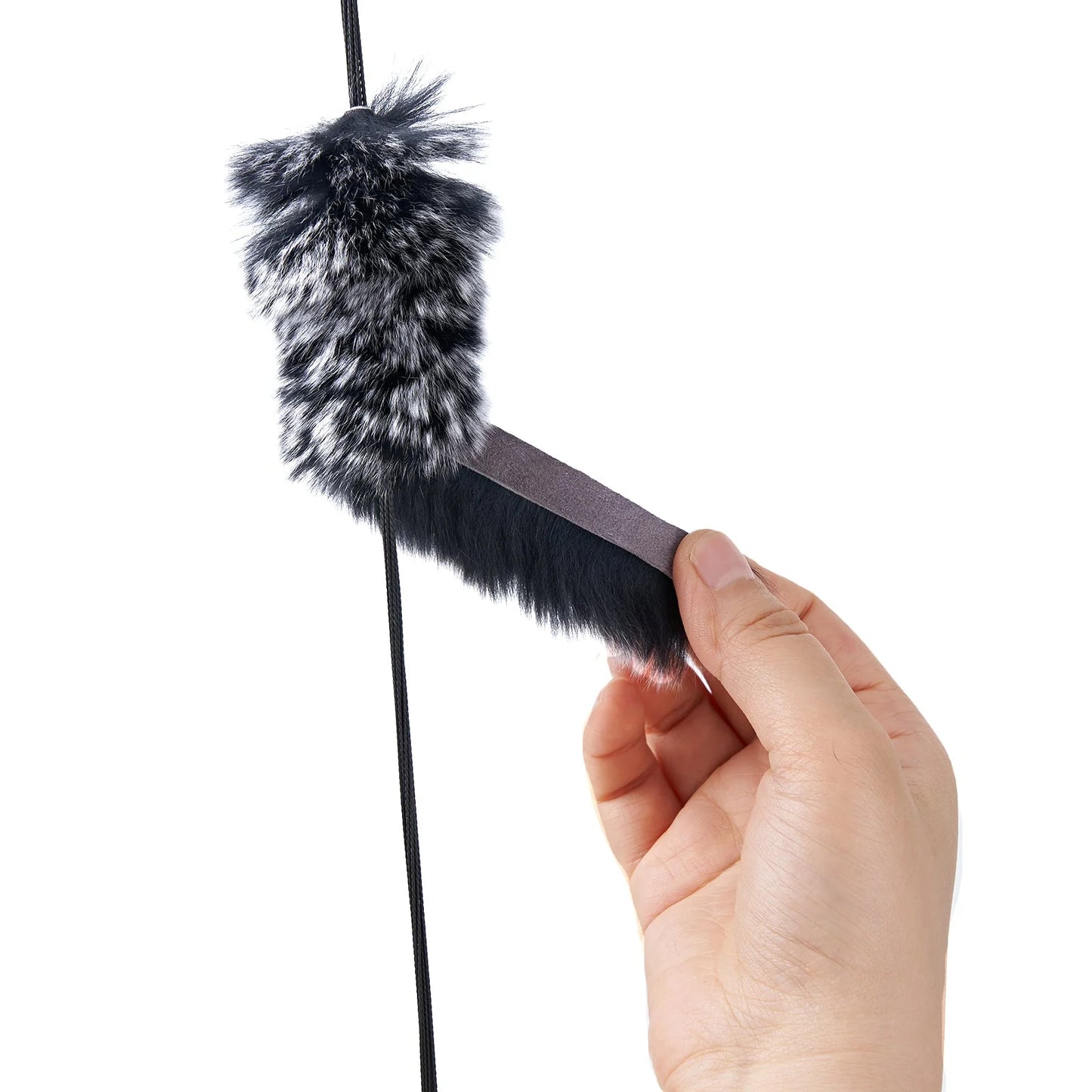 Two Black Otter Fur Bow String Silencer